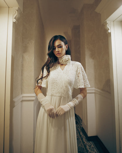 Wedding dress,  simple wedding dress, white fit and flare long dress, modest wedding dress, casual wedding dress, bohemian wedding dress