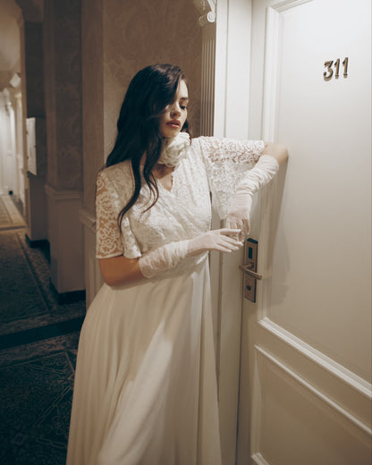 Wedding dress,  simple wedding dress, white fit and flare long dress, modest wedding dress, casual wedding dress, bohemian wedding dress