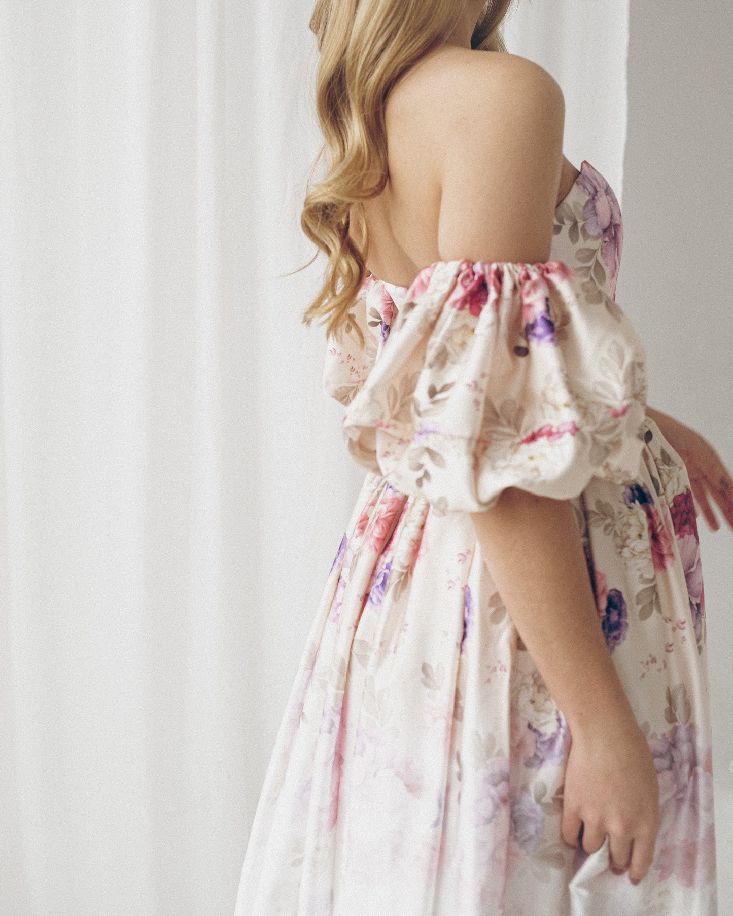 Alternative bride dress, Floral evening gown, Beige prom dress with detachable sleeves, bohemian wedding dress, summer gown, Homecoming gown